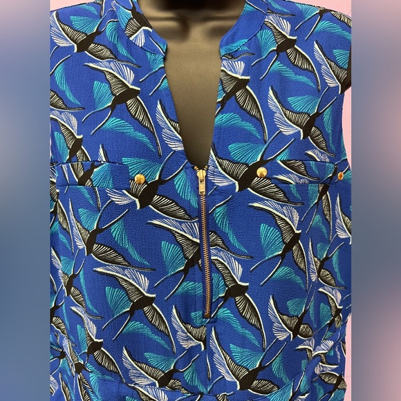 Apt. 9 blue dress with bird pattern with pockets - Picture 4 of 7